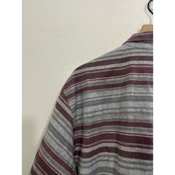 Iron Resin Striped XL Western USA Rodeo Canvas Work Chore Farm Button Up Shirt - Picture 11 of 15